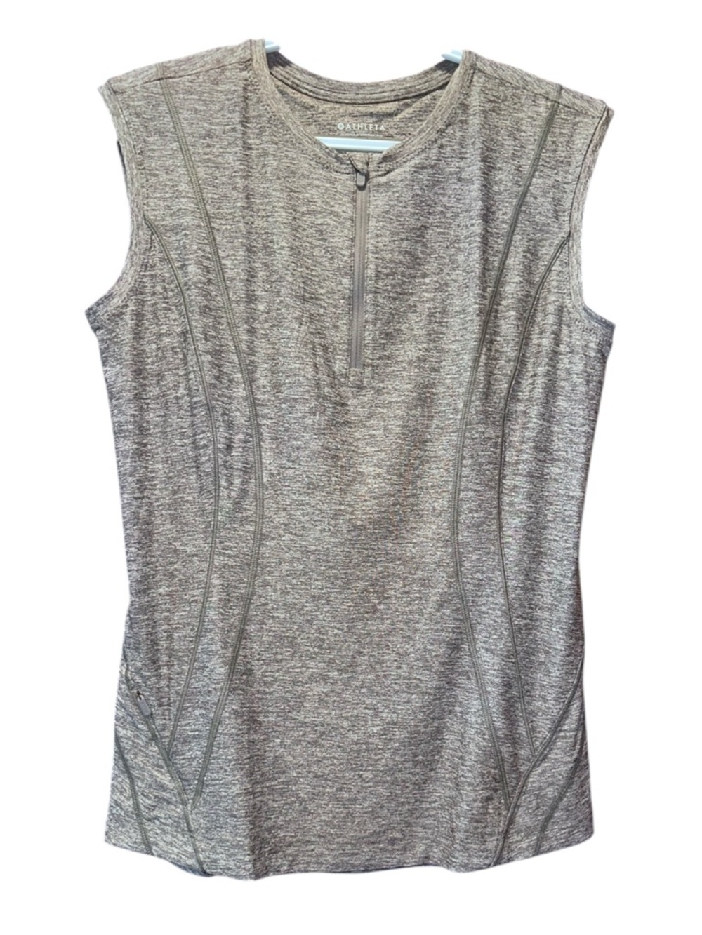 Athleta Sleeveless Gray Zip-Front Performance Top